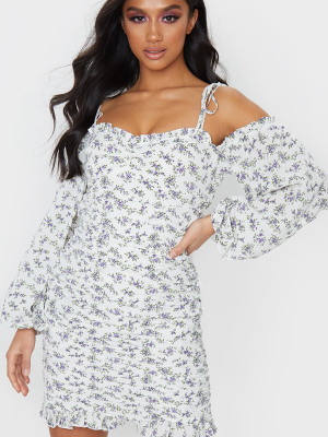 Petite White Ditsy Floral Strappy Cold Shoulder...