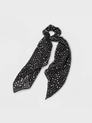 Chiffon Star Print Multiple Ways To Wear Twister With Long Scarf Tails - Wild Fable™ Black