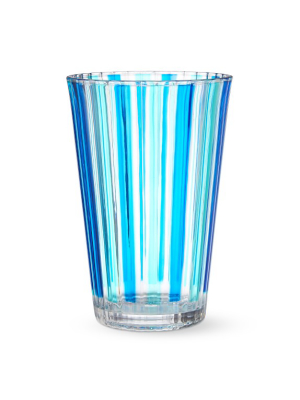 Outdoor Blue Stripe Highball Glasses, Set Of 6