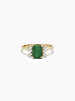 Effy Brasilica 14k Yellow Gold Emerald And Diamond Ring, 1.57 Tcw