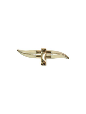 Lenny Resin Horn Shape Handle W/ Brass Detailing In Off White