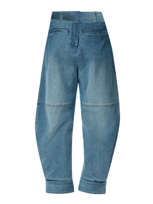 Sculpted Mid-rise Tapered-leg Denim Pants