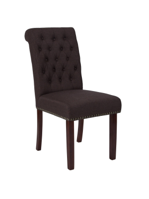 Parsons Chair With Rolled Back Fabric Brown - Riverstone Furniture