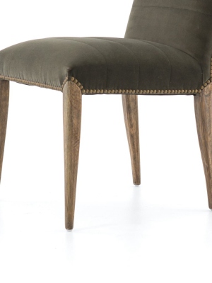 Nate Dining Chair In Modern Velvet Loden