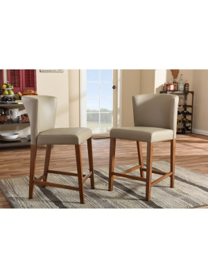 Orlando Mid-century Grey Vinyl Counter Stool Set Of 2