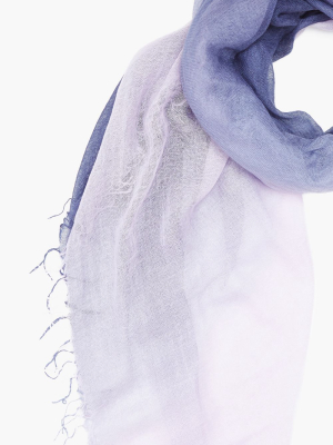 Crown Blue / Pastel Lilac Dip Dyed Cashmere And Silk Scarf