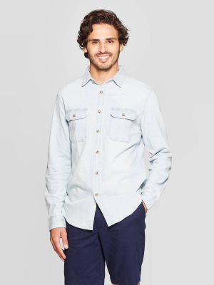Men's Standard Fit Stretch Denim Long Sleeve Button-down Shirt - Goodfellow & Co™
