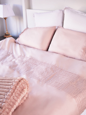 Blush Pintuck Double Duvet Set