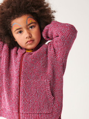 Very Berry Speckles Rib Knit Hoodie