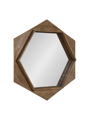 30" Yandel Hexagon Wooden Wall Mirror Brown - Kate And Laurel