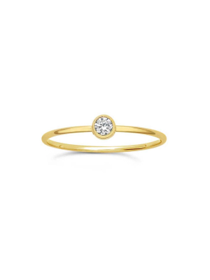 4mm Clear Cz Solitaire 14k Gold Filled Ring