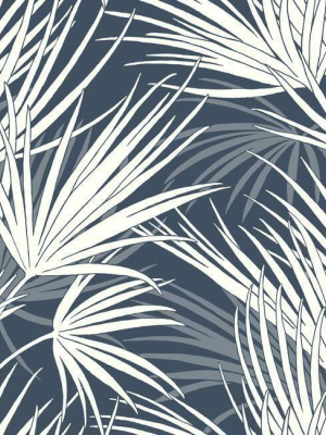 Palmetto Wallpaper In Navy And White From The Silhouettes Collection By York Wallcoverings