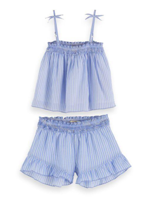 Scotch Shrunk Girls Twin Set Pajama - Blue Stripe