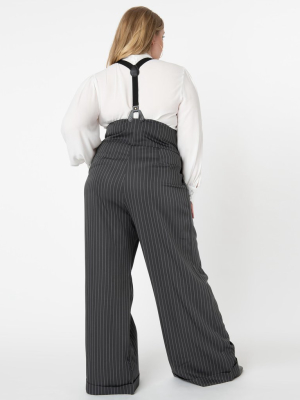 Unique Vintage Plus Size 1930s Charcoal Grey Thelma Suspender Pants