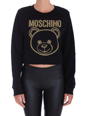 Moschino Teddy Stud Embellished Cropped Sweatshirt