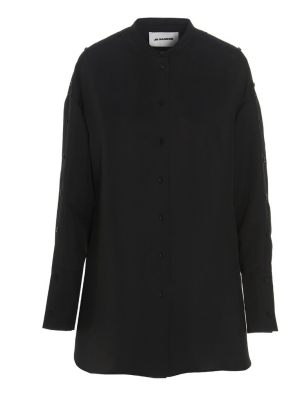 Jil Sander Mandarin Collar Waist-tie Shirt