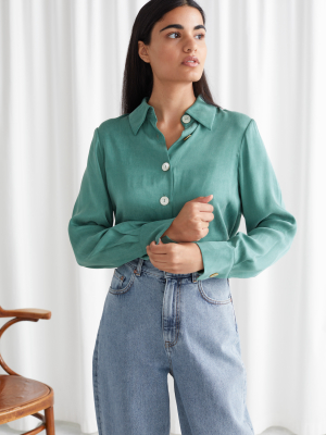 Button Up Lyocell Blend Blouse