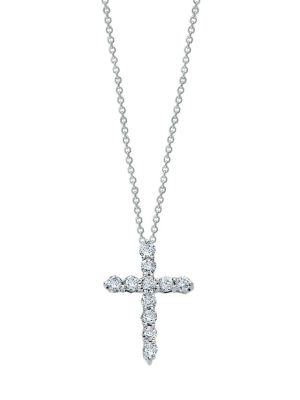 Effy Novelty 14k White Gold Diamond Small Cross Pendant, 0.24 Tcw