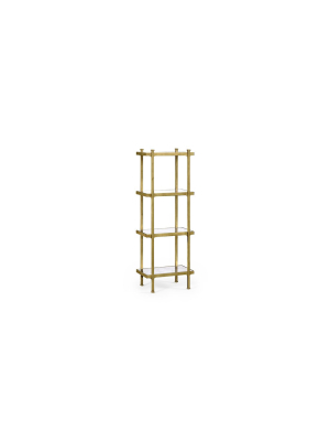 Églomisé & Gilded Iron Narrow Four-tier Étagère