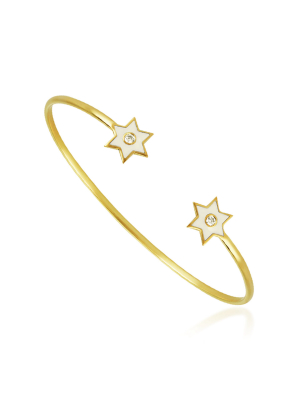 6 Point Star 18k Yellow-gold And Diamond Cuff Bracelet