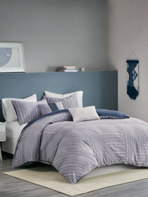 Bryce 5pc Cotton Rich Chambray Duvet Cover Set Indigo