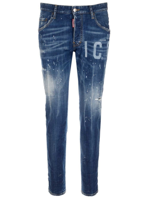 Dsquared2 Icon Print Paint Splatter Jeans