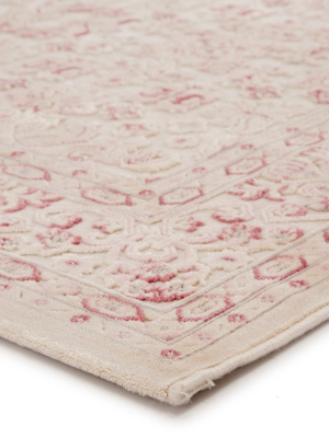 Regal Damask Ivory & Pink Area Rug