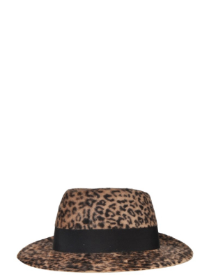 Saint Laurent Leopard Print Fedora Hat