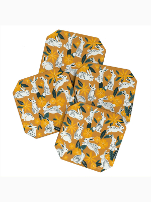 4pk Cat Coquillette Bunnies And Blooms Coasters - Society 6