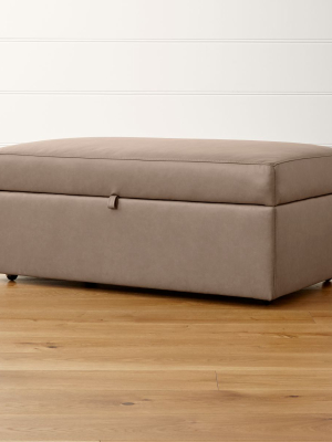 Lounge Ii Petite Leather Storage Ottoman With Tray