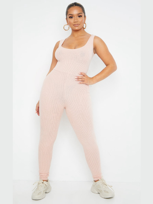 Shape Pink Brushed Rib Scoop Neck Jumpsuit