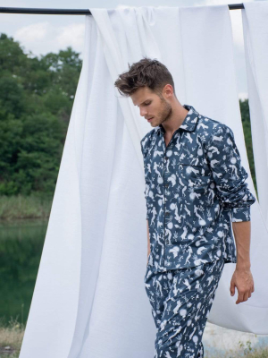 Men's Navy Blue Odyssey Long Pajama Set