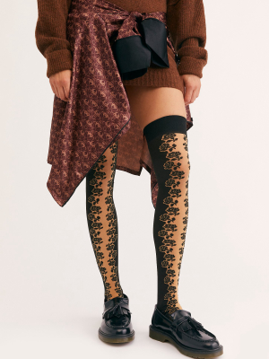 Rosette Lace Thigh High Tights