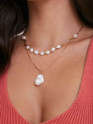 Faux Pearl Layered Necklace