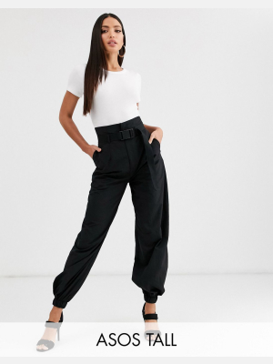 Asos Design Tall High Waist Utility Jogger In Black