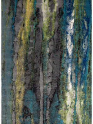 Feizy Brixton Contemporary Oil Slick Rug - Available In 10 Sizes - Teal Blue & Green