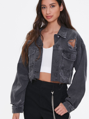 Cropped Raw-cut Denim Jacket