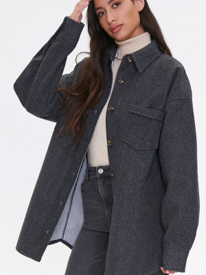 Drop-shoulder Button-front Jacket