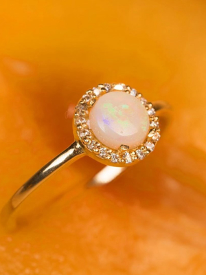 Halo Diamond Opal Ring