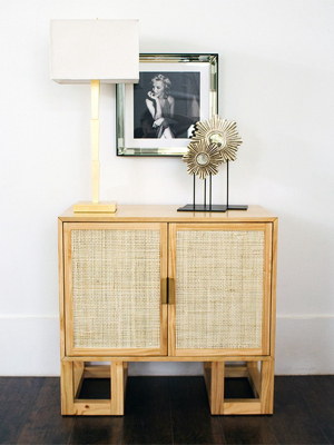 Tucker Cabinet With Cane Door & Brass Hardware In Pine