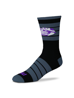 Ncaa Lsu Tigers Men's Quad Black Crew Socks - 10-13