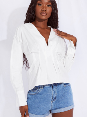 Tall White Corset Detail Shirt