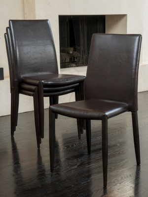 Set Of 4 Comstock Bonded Leather Stackable Dining Chair Brown - Christopher Knight Home