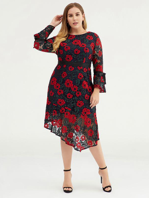 Plus Size Women Floral Evening Party Dress