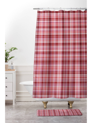 Lisa Argyropoulos Holiday Plaid Shower Curtain Burgundy - Deny Designs