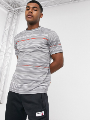 New Balance Tennis Rally Striped T-shirt In Blue