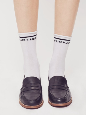 Classy Mother F@$ker Bobby Socks In White By Mother