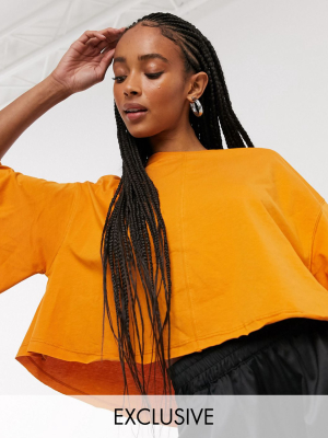 Collusion Boxy Seam Detail T-shirt In Orange