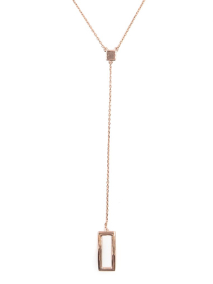 Four Corners Lariat Necklace, Rose Gold