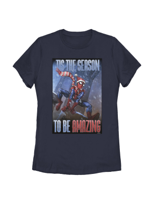 Women's Marvel Spider-man 'tis The Season To Be Amazing T-shirt